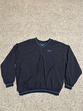 Vintage Swingster XL Black IBM Pullover Windbreaker Jacket